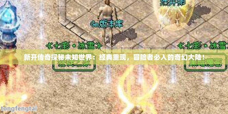 新开传奇探秘未知世界：经典重现，冒险者必入的奇幻大陆！