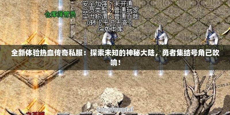 全新体验热血传奇私服：探索未知的神秘大陆，勇者集结号角已吹响！